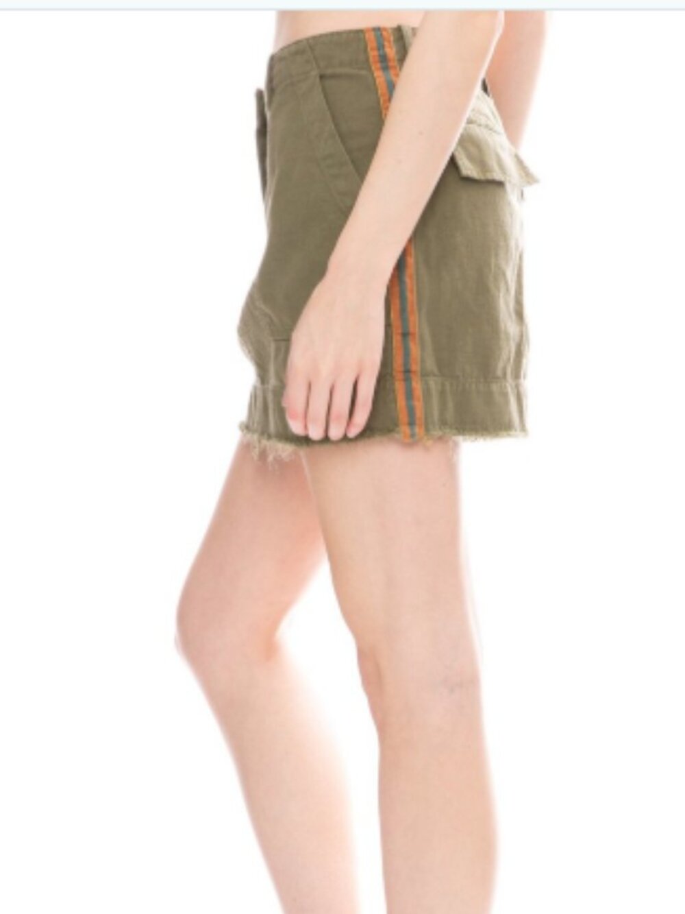 Nili Lotan Ilona Military Army Utility Mini Skirt Green Orange Stripe Size 4